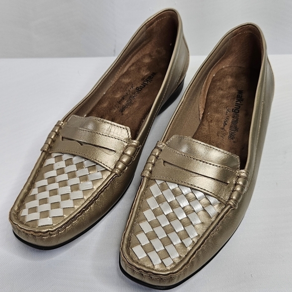 Walking Cradles gold and silver loafer with woven front 8.5 N - Picture 8 of 13